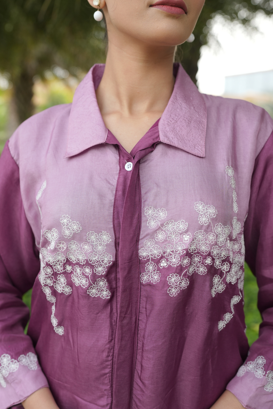 Purple Half & Half Long Shirt Dress